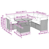 vidaXL 7-Piece Lounge Set with Cushions Poly Rattan Grey