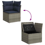 vidaXL 7-Piece Lounge Set with Cushions Poly Rattan Grey