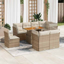 vidaXL 9-delige Loungeset met kussens poly rattan zwart