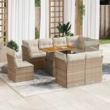 vidaXL 9-delige Loungeset met kussens poly rattan zwart