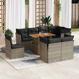 vidaXL 9-delige Loungeset met kussens poly rattan zwart