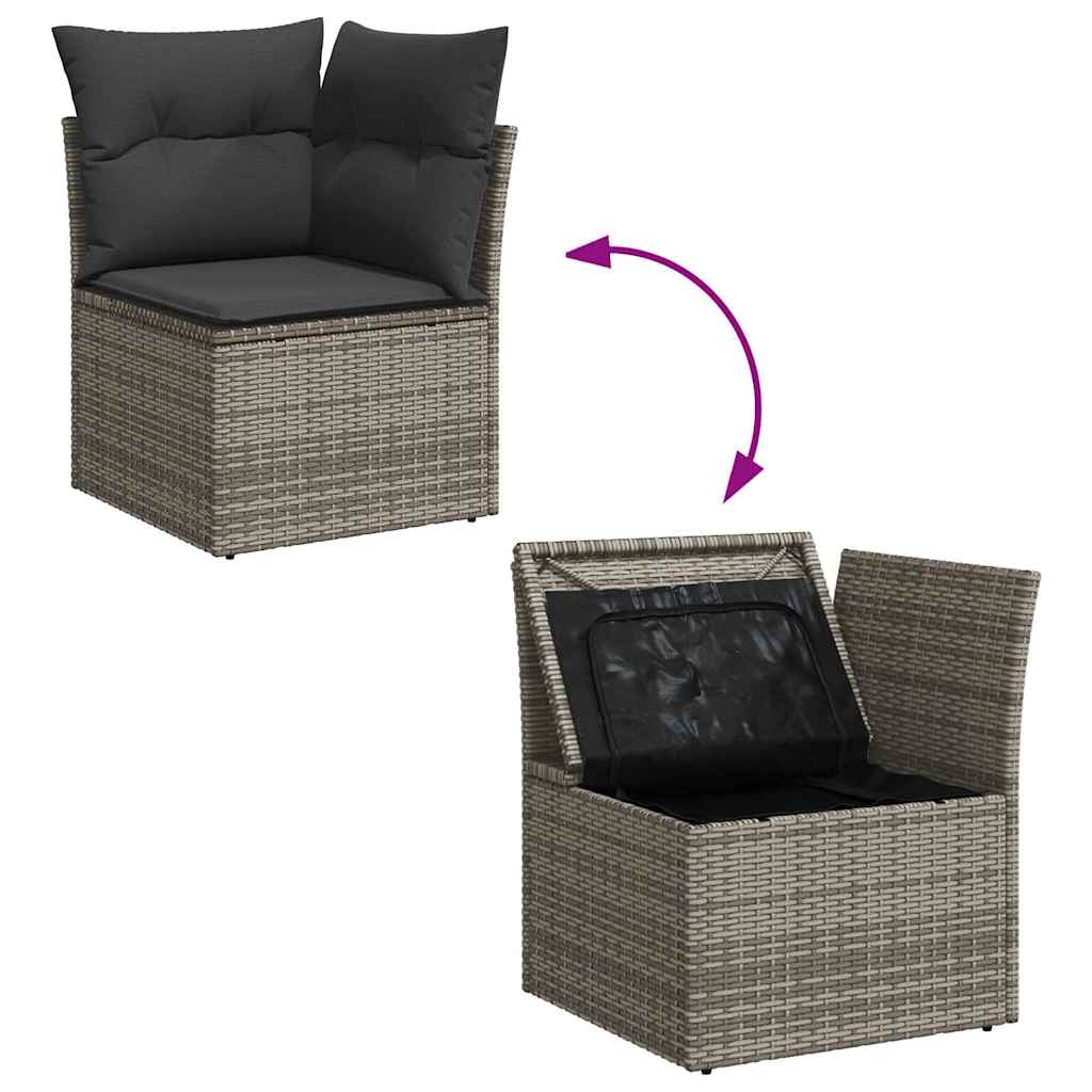 vidaXL 9-delige Loungeset met kussens poly rattan zwart