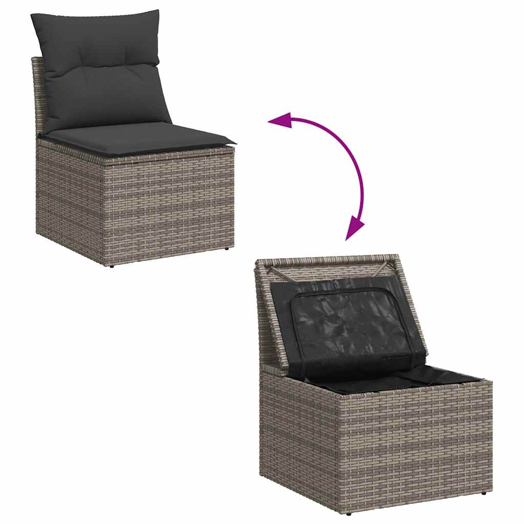 vidaXL 9-delige Loungeset met kussens poly rattan zwart