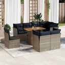 vidaXL 9-piece Lounge Set with Cushions Poly Rattan Grey