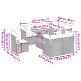 vidaXL 9-piece Lounge Set with Cushions Poly Rattan Grey