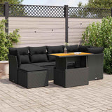vidaXL 7-Piece Lounge Set with Cushions Poly Rattan Black