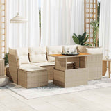 vidaXL 7-Piece Lounge Set with Cushions Poly Rattan Black