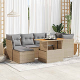vidaXL 7-Piece Lounge Set with Cushions Poly Rattan Black