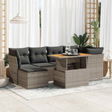 vidaXL 7-Piece Lounge Set with Cushions Poly Rattan Black