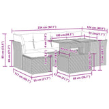vidaXL 7-delige Loungeset met kussens poly rattan zwart