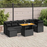 vidaXL 8-delige Loungeset met kussens poly rattan zwart