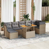 vidaXL 8-delige Loungeset met kussens poly rattan zwart