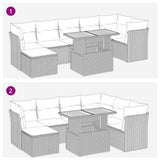 vidaXL 8-delige Loungeset met kussens poly rattan grijs