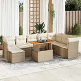 vidaXL 9-delige Loungeset met kussens poly rattan zwart
