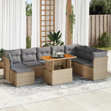 vidaXL 9-delige Loungeset met kussens poly rattan zwart