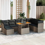 vidaXL 9-delige Loungeset met kussens poly rattan zwart