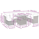 vidaXL 6-delige Loungeset met kussens poly rattan zwart