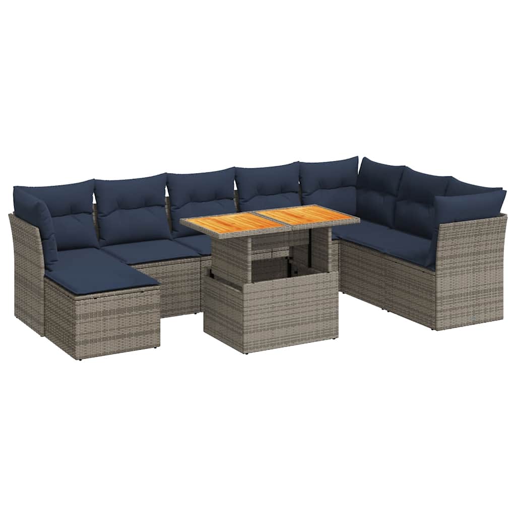 vidaXL 6-delige Loungeset met kussens poly rattan zwart