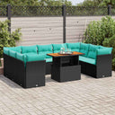 vidaXL 10-Piece Lounge Set with Cushions Poly Rattan Grey
