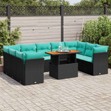 vidaXL 10-Piece Lounge Set with Cushions Poly Rattan Grey