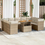 vidaXL 10-Piece Lounge Set with Cushions Poly Rattan Black