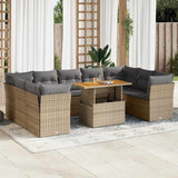 vidaXL 10-Piece Lounge Set with Cushions Poly Rattan Black