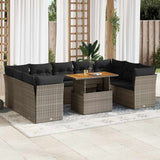 vidaXL 10-Piece Lounge Set with Cushions Poly Rattan Black