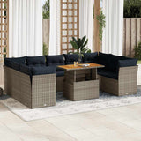 vidaXL 10-Piece Lounge Set with Cushions Poly Rattan Grey