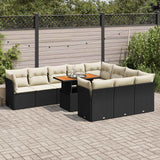 vidaXL 11-delige Loungeset met kussens poly rattan zwart