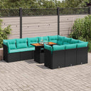 vidaXL 11-Piece Lounge Set with Cushions Poly Rattan Grey