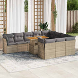 vidaXL 11-delige Loungeset met kussens poly rattan zwart