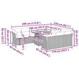vidaXL 11-Piece Lounge Set with Cushions Poly Rattan Grey