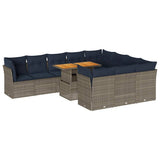 vidaXL 11-Piece Lounge Set with Cushions Poly Rattan Grey