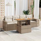 vidaXL 5-delige Loungeset met kussens poly rattan zwart