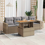 vidaXL 5-delige Loungeset met kussens poly rattan zwart