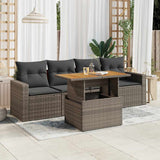 vidaXL 5-delige Loungeset met kussens poly rattan zwart