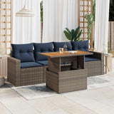 vidaXL 5-delige Loungeset met kussens poly rattan zwart