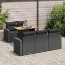 vidaXL 6-delige Loungeset met kussens poly rattan zwart