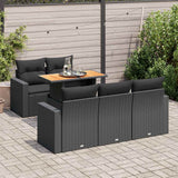 vidaXL 6-delige Loungeset met kussens poly rattan zwart