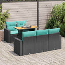 vidaXL 6-piece Lounge Set with Cushions Poly Rattan Black