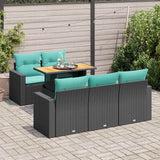 vidaXL 6-piece Lounge Set with Cushions Poly Rattan Black