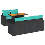 vidaXL 6-piece Lounge Set with Cushions Poly Rattan Black