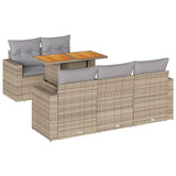 vidaXL 6-delige Loungeset met kussens poly rattan zwart