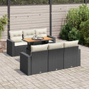 vidaXL 7-delige Loungeset met kussens poly rattan zwart