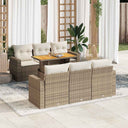 vidaXL 7-delige Loungeset met kussens poly rattan zwart