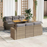 vidaXL 7-delige Loungeset met kussens poly rattan zwart