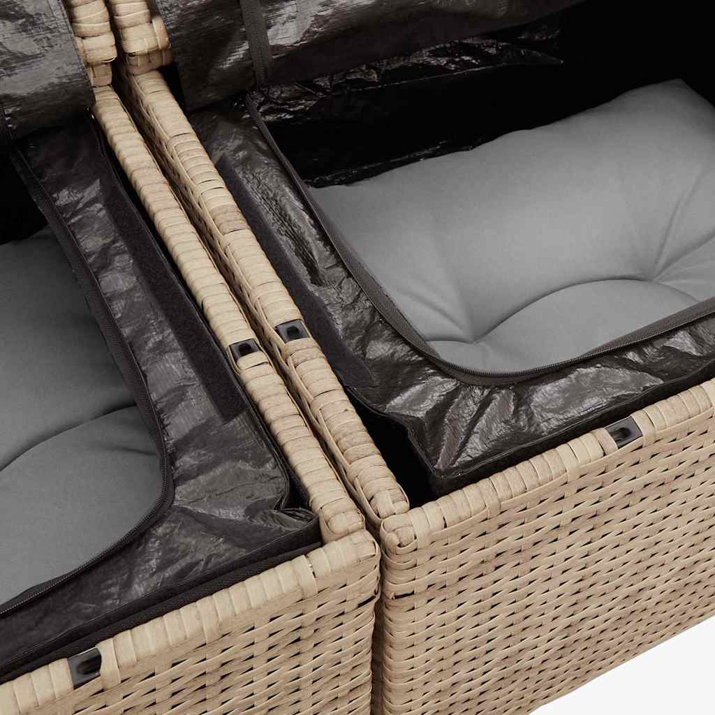 vidaXL 7-delige Loungeset met kussens poly rattan zwart