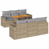 vidaXL 7-delige Loungeset met kussens poly rattan zwart