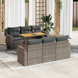 vidaXL 7-delige Loungeset met kussens poly rattan zwart