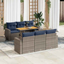 vidaXL 7-delige Loungeset met kussens poly rattan zwart
